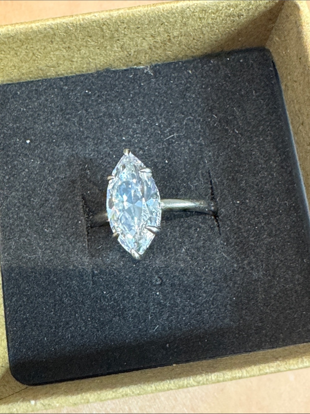 Sterling silver  Marquise-Cut Clear Stone Ring - Women's Jewelry